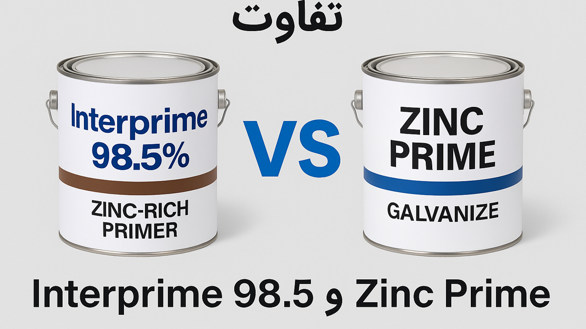 مقایسه رنگ گالوانیزه Interprime 98.5% و Zinc Prime Galvanize