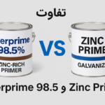 مقایسه رنگ گالوانیزه Interprime 98.5% و Zinc Prime Galvanize
