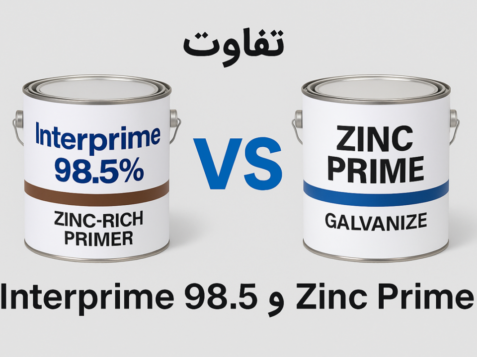 مقایسه رنگ گالوانیزه Interprime 98.5% و Zinc Prime Galvanize